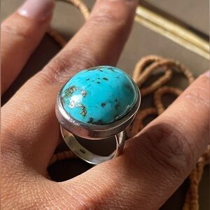 “BOHO” Exquisite Turquoise Ring in 925 Sterling Silver! Adjustable size